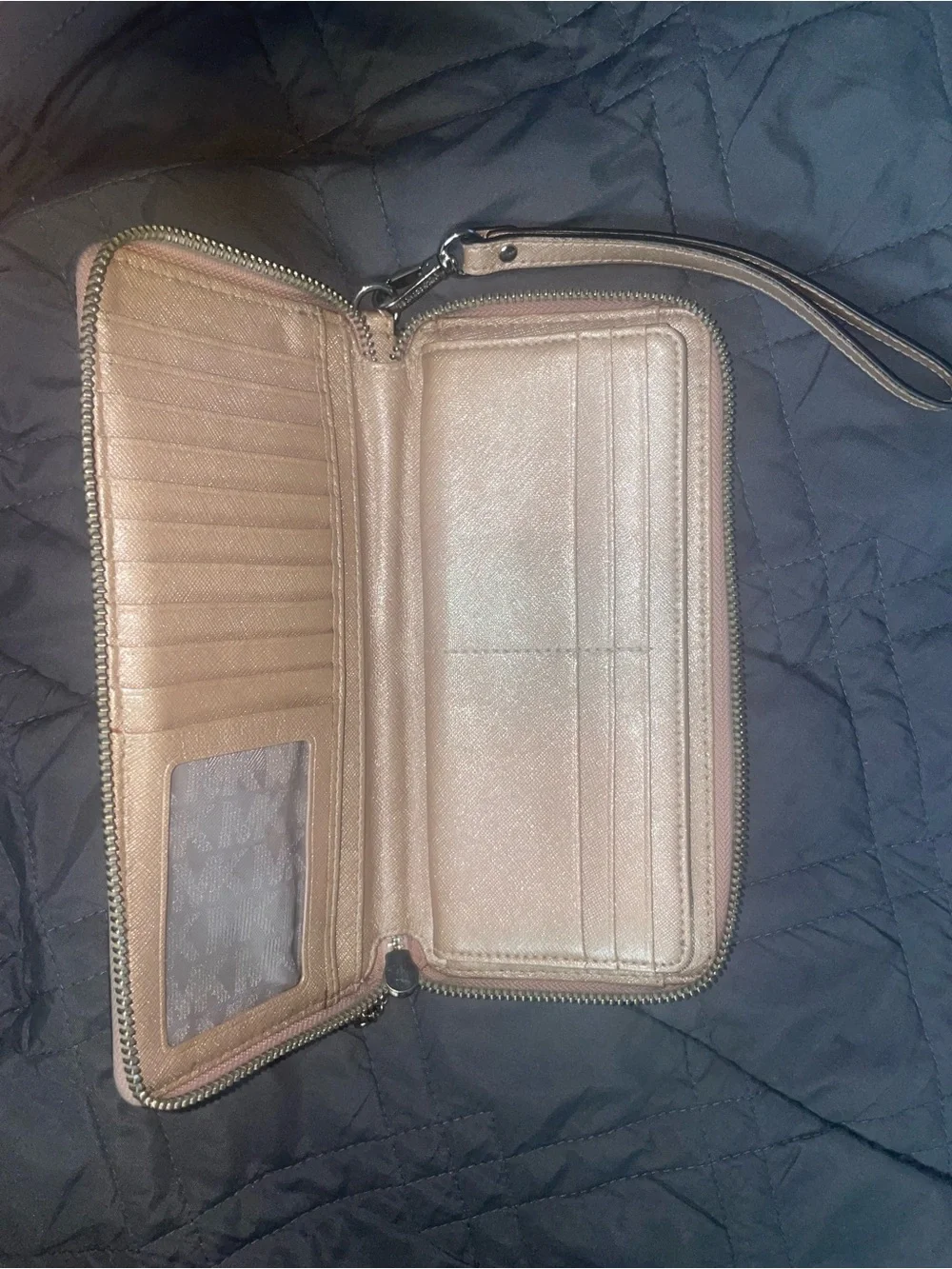 Michael Kors Blush Tan Leather Zip-Around Wristlet Wallet